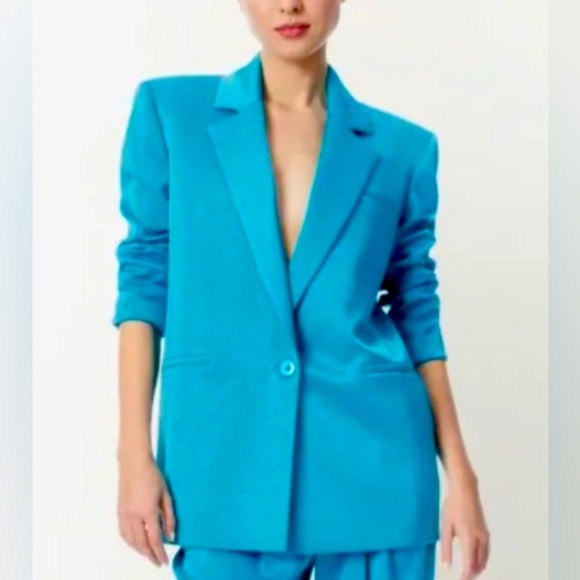 Alice + Olivia Notch Collar Blue Tailored Blazer Jacket size 0 / XS - Picture 12 of 12